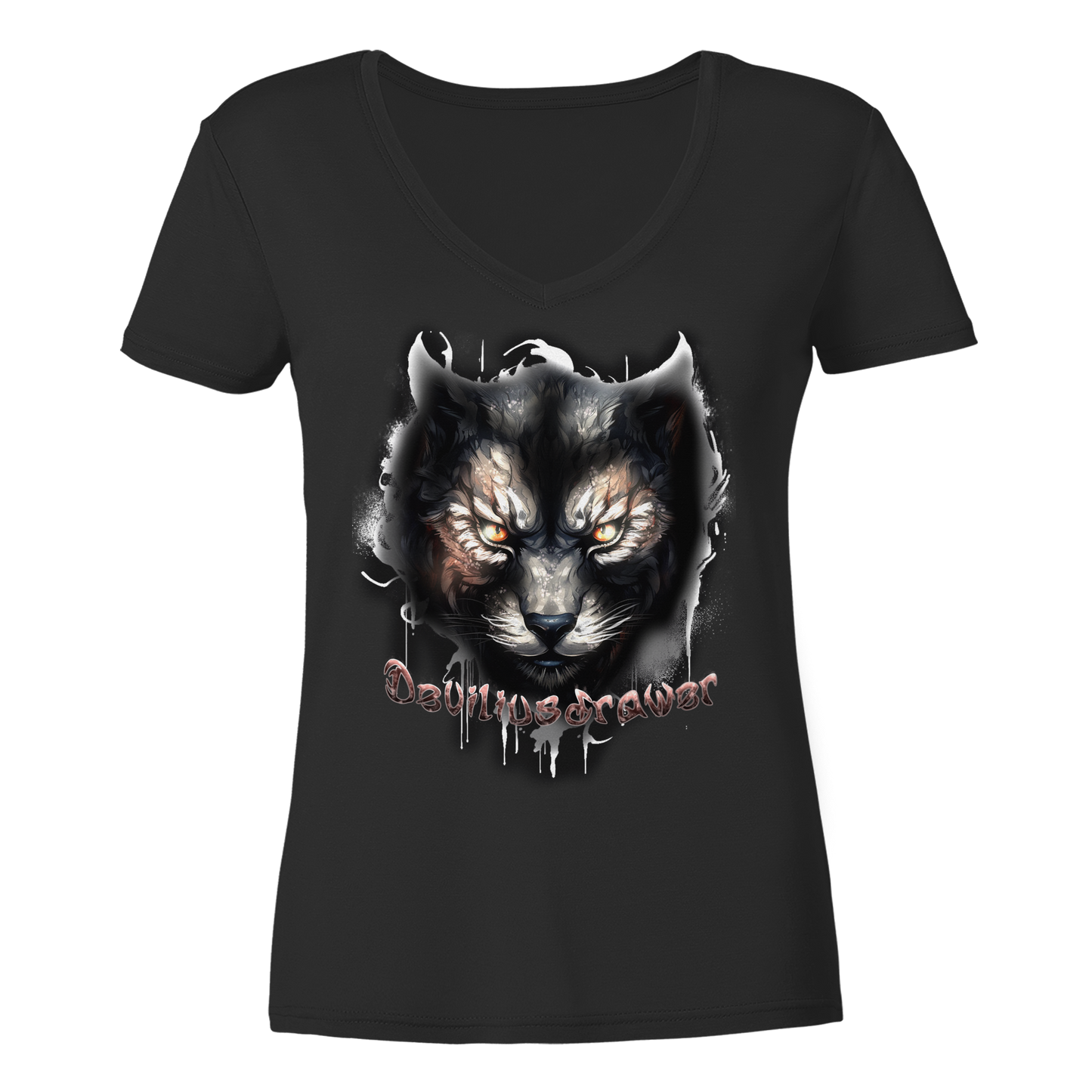 Deviliusdrawer Vampire Cat - Ladies V-Neck Shirt