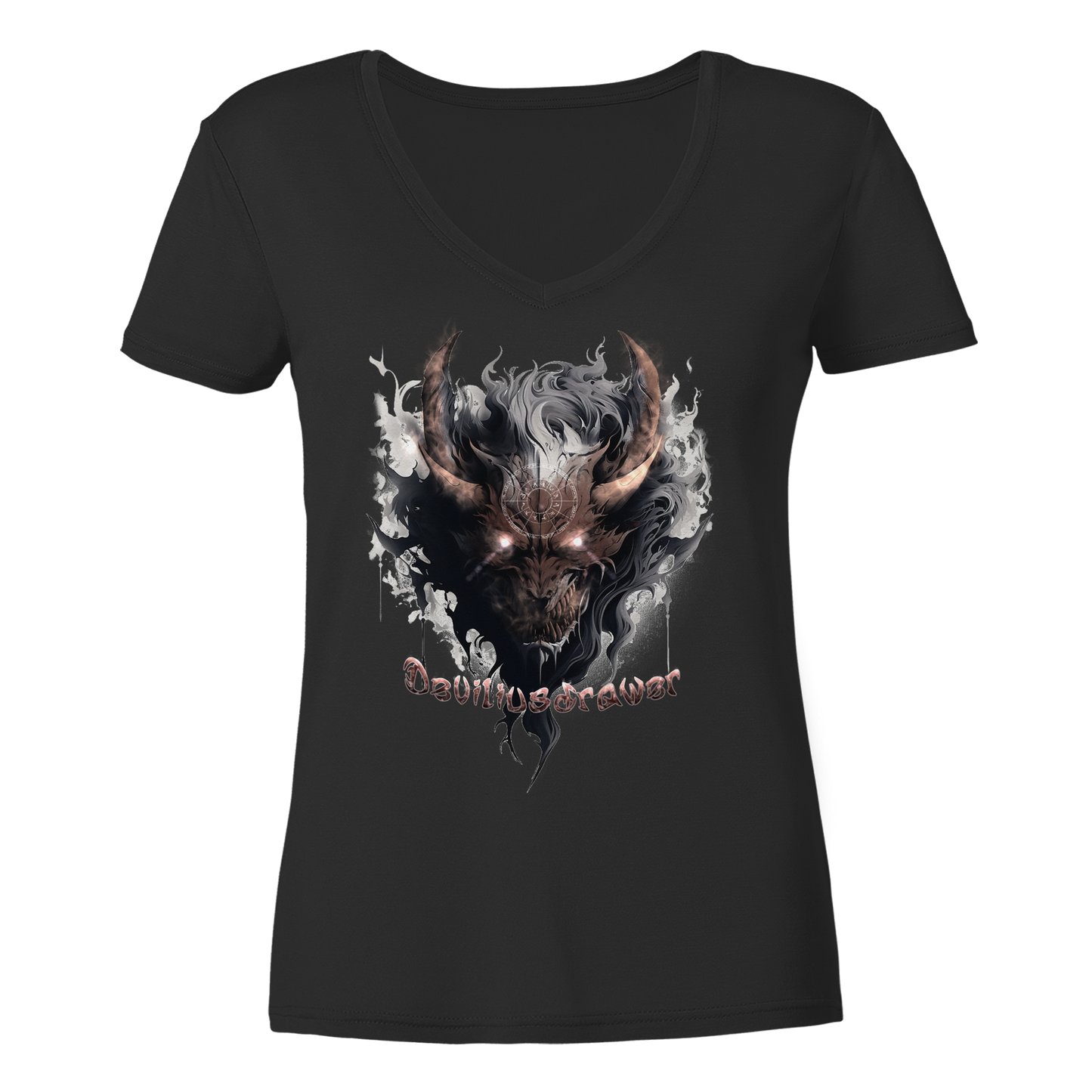 Deviliusdrawer Magic Redeyed Demon - Ladies V-Neck Shirt