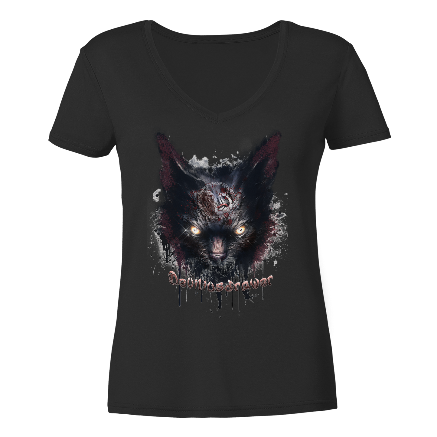 Deviliusdrawer Zombie Cat - Ladies V-Neck Shirt