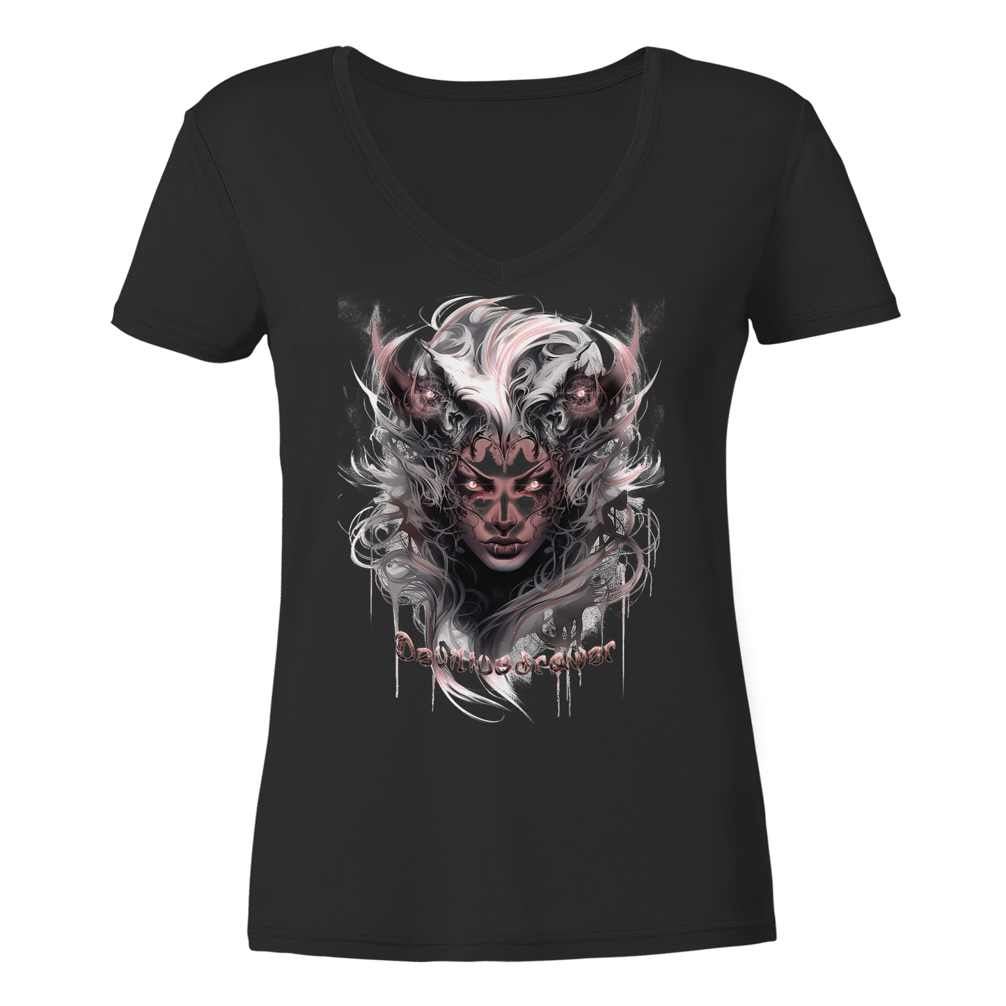 Deviliusdrawer Demonic Elf - Ladies V-Neck Shirt