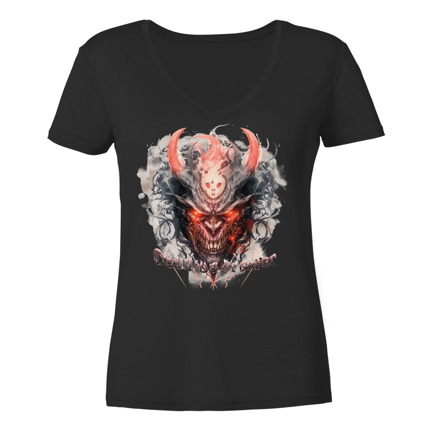 Deviliusdrawer Red Horn Devil - Ladies V-Neck Shirt