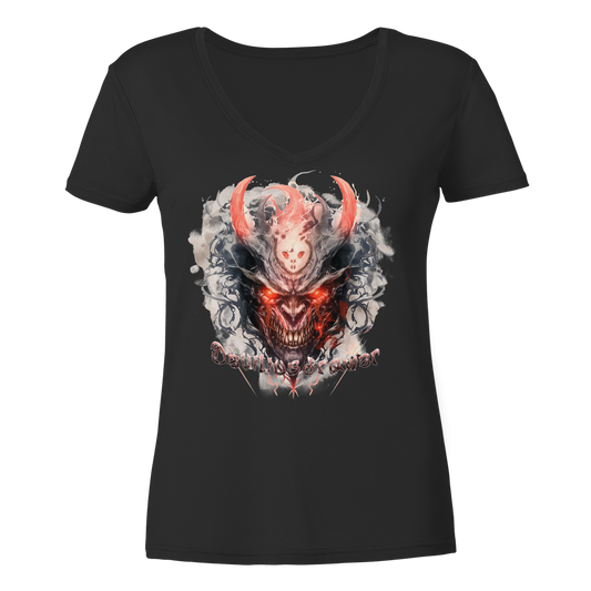 Deviliusdrawer Red Horn Devil - Ladies V-Neck Shirt