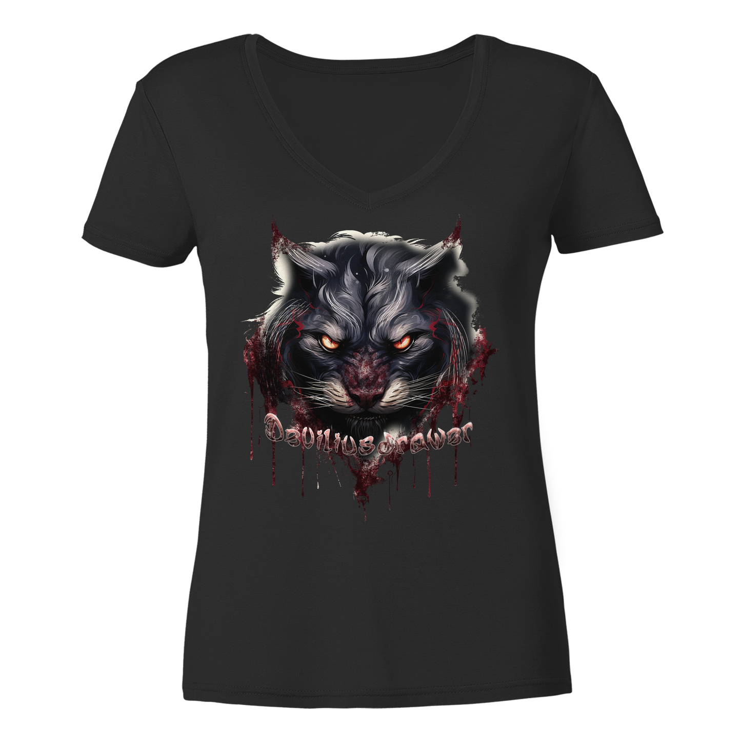 Deviliusdrawer Badass Cat - Ladies V-Neck Shirt