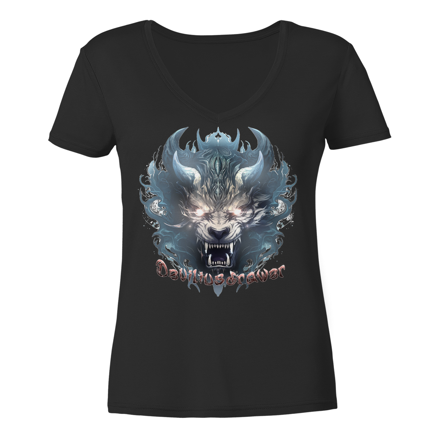Deviliusdrawer Water Horn Tiger - Ladies V-Neck Shirt