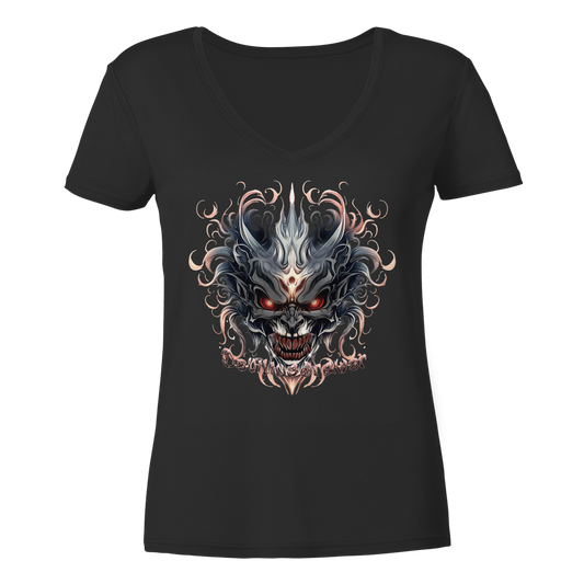 Deviliusdrawer Demon Mask - Ladies V-Neck Shirt
