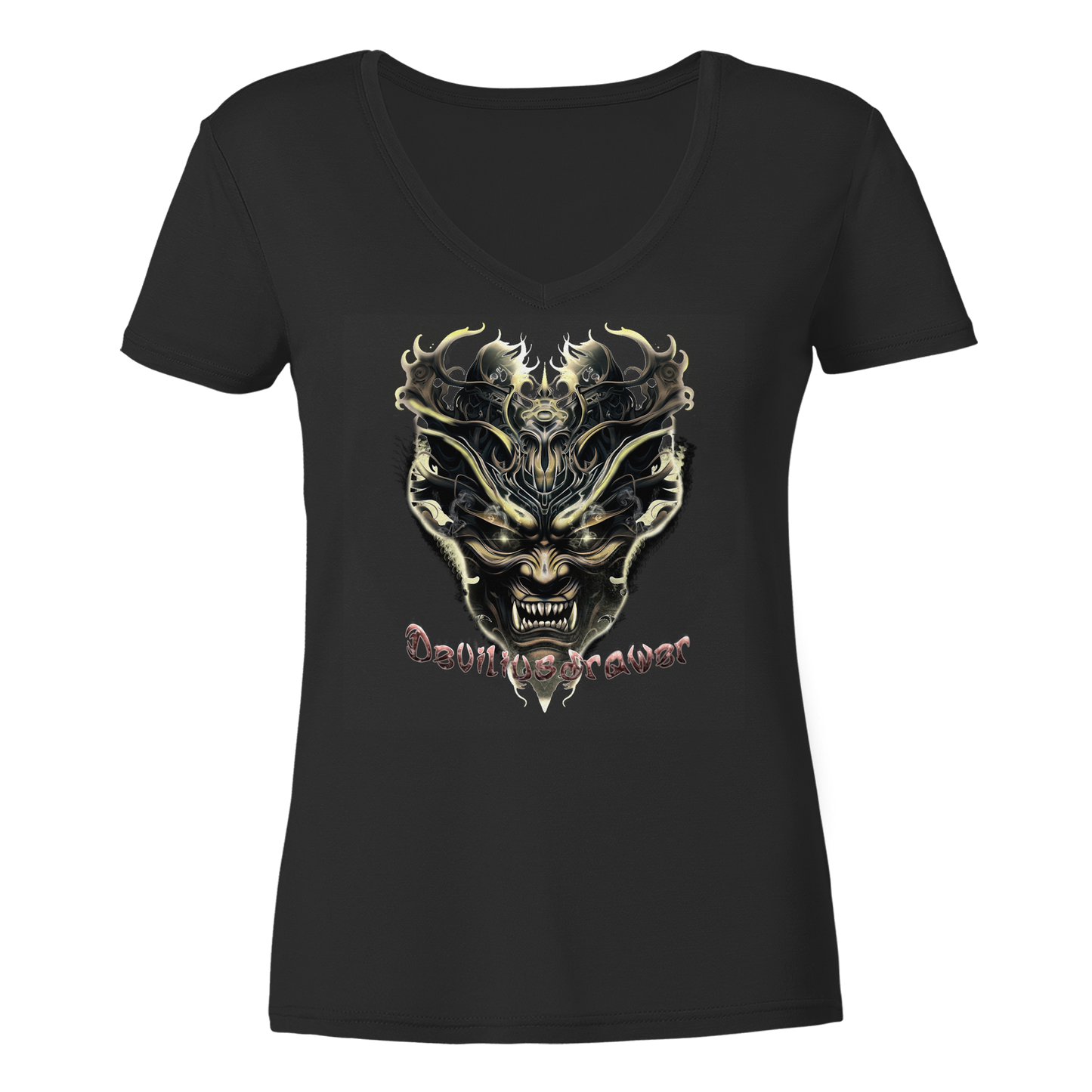 Deviliusdrawer Golden Demon Vampire - Ladies V-Neck Shirt