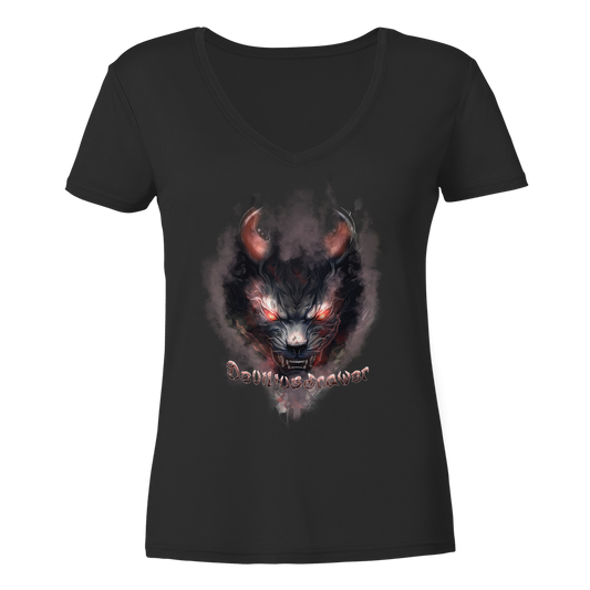 Deviliusdrawer Red Smoked Cat - Ladies V-Neck Shirt
