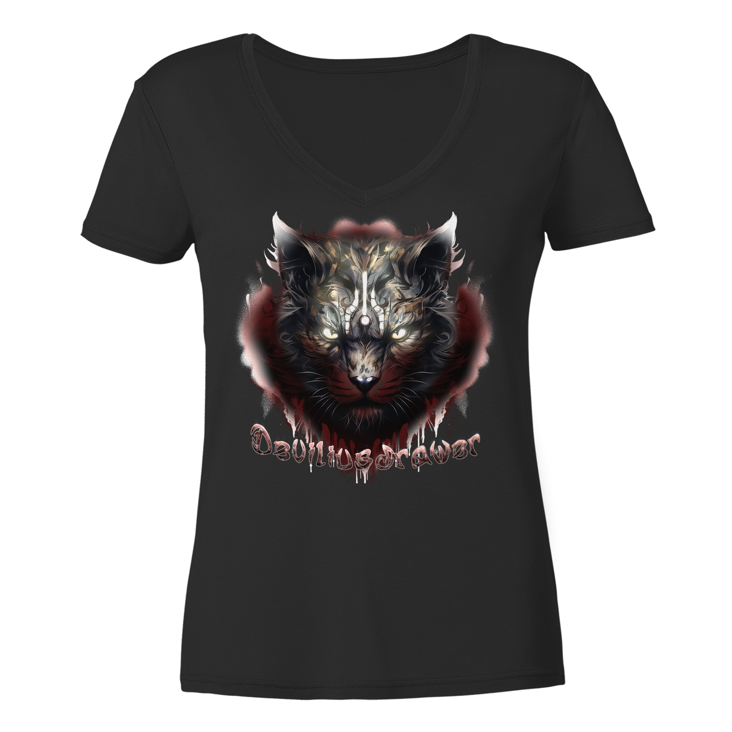 Deviliusdrawer Angry Badass - Ladies V-Neck Shirt