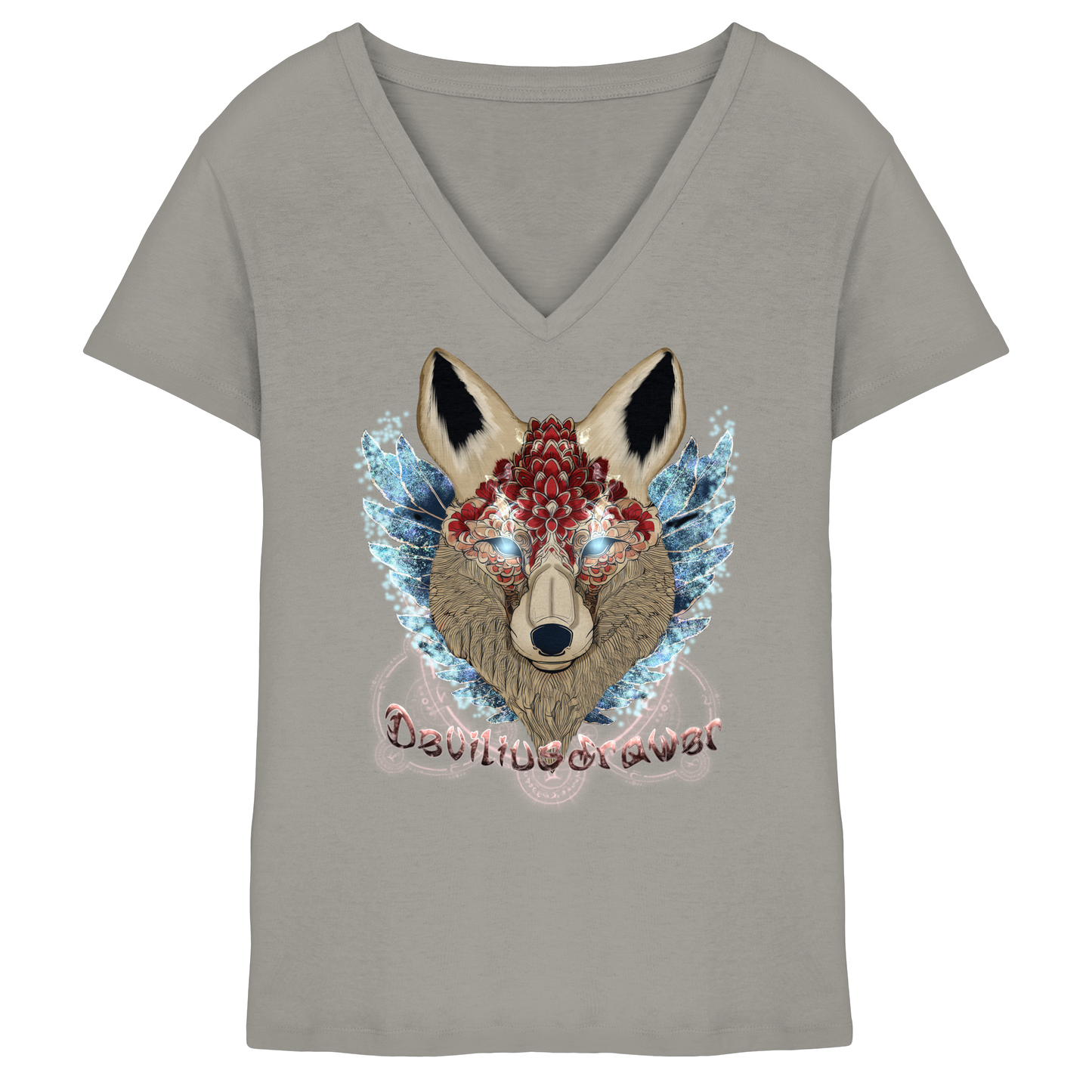 Deviliusdrawer Diamond Kitsune - Ladies V-Neck Shirt