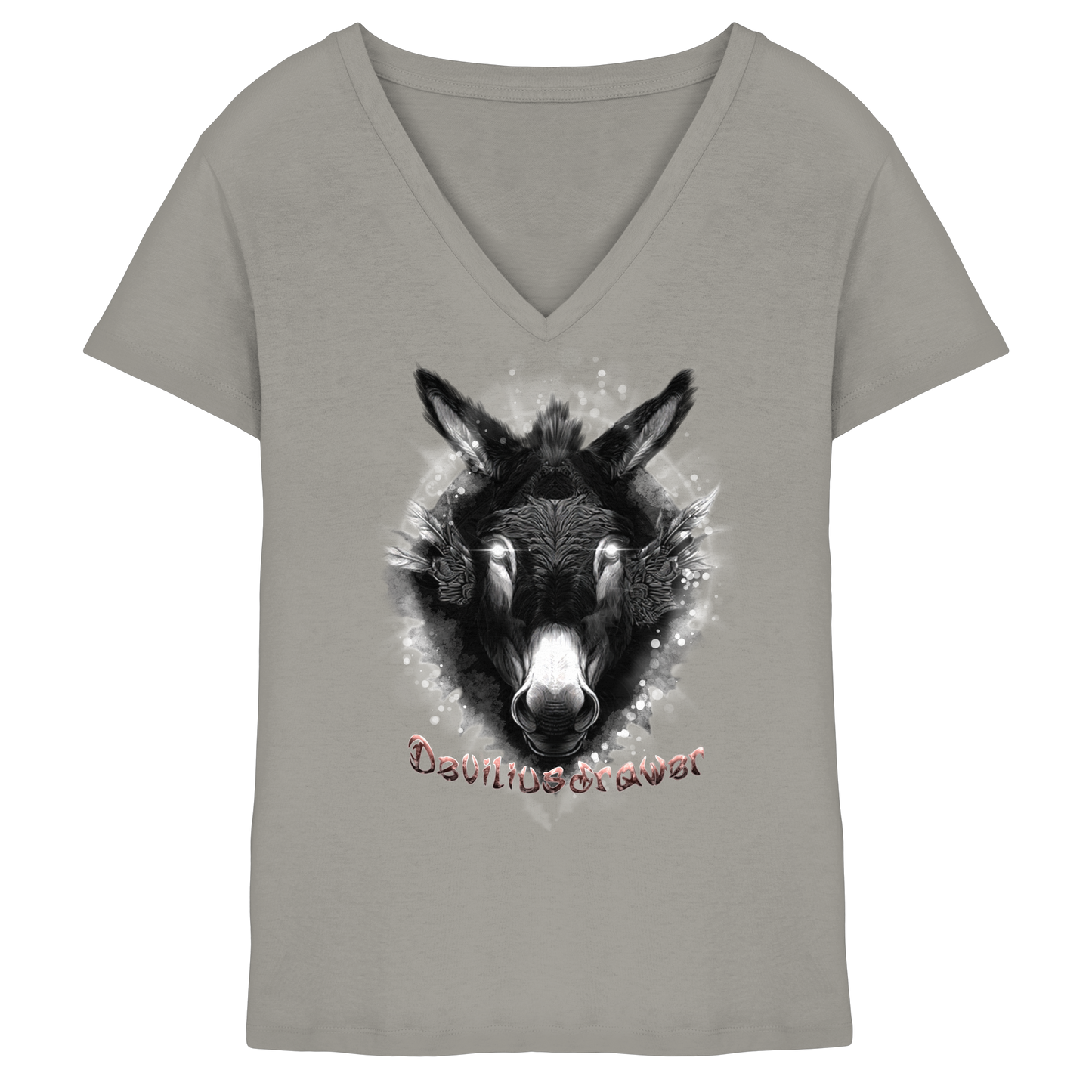 Deviliusdrawer Glowing Donkey - Ladies V-Neck Shirt