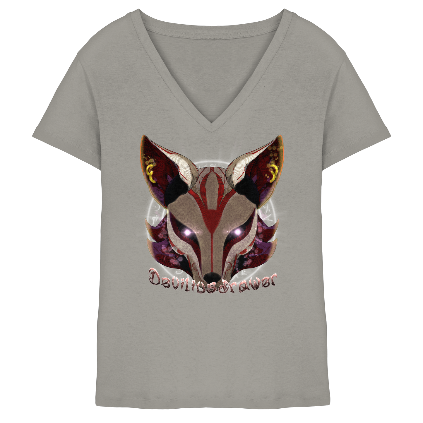 Deviliusdrawer Magic Kitsune - Ladies V-Neck Shirt