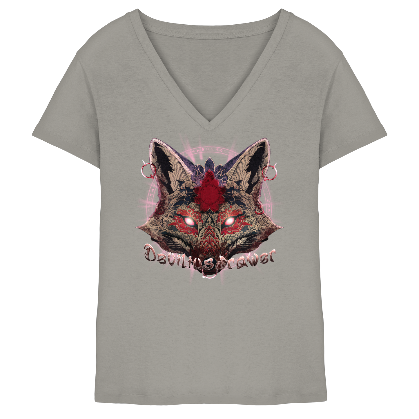 Deviliusdrawer Demon Kitsune - Ladies V-Neck Shirt