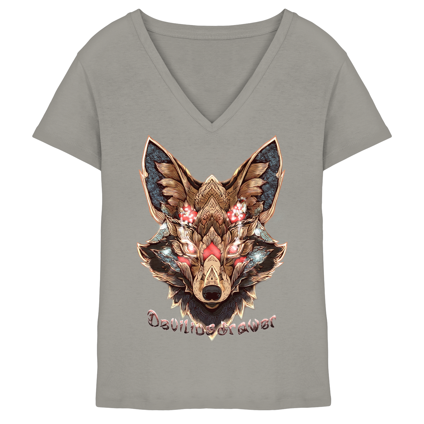 Deviliusdrawer Cristal Kitsune - Ladies V-Neck Shirt