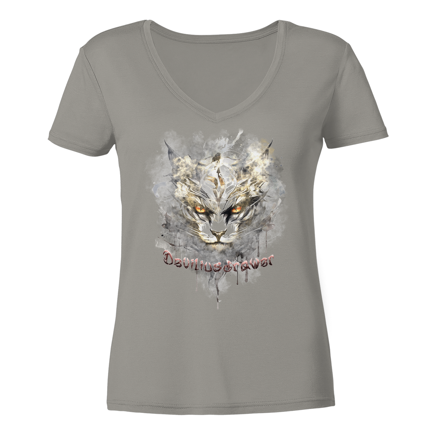 Deviliusdrawer White Catgod - Ladies V-Neck Shirt