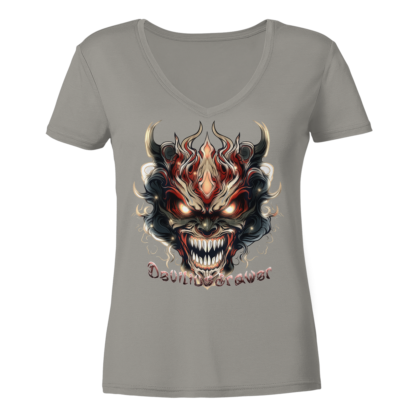 Deviliusdrawer Evil Vamp Mask - Ladies V-Neck Shirt