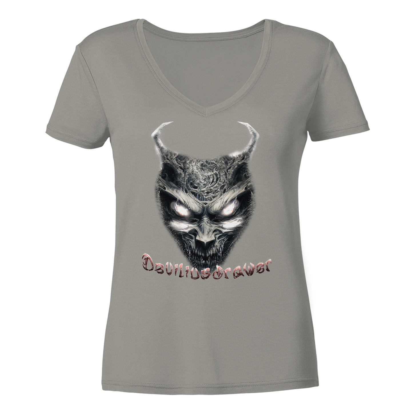 Deviliusdrawer Demonic Evil Zombie - Ladies V-Neck Shirt