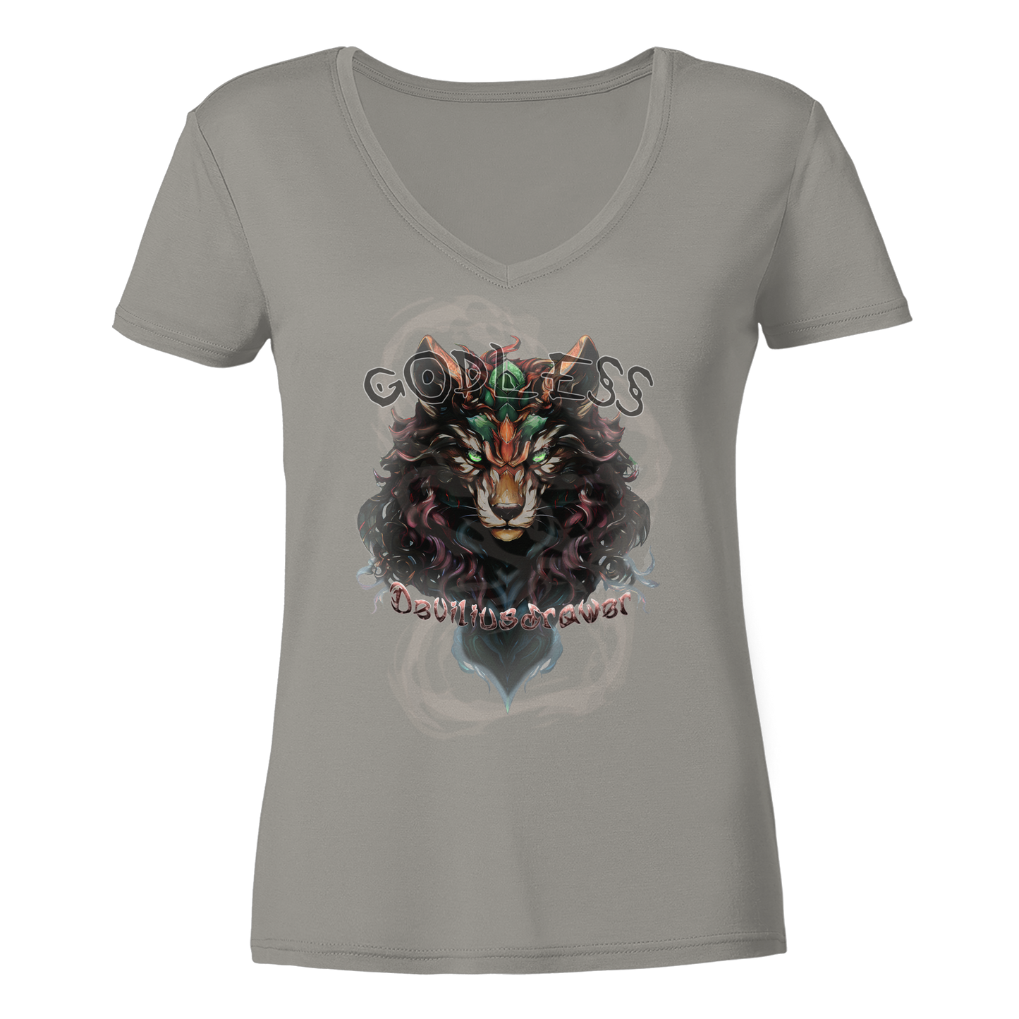 Deviliusdrawer Godless Wolf - Ladies V-Neck Shirt