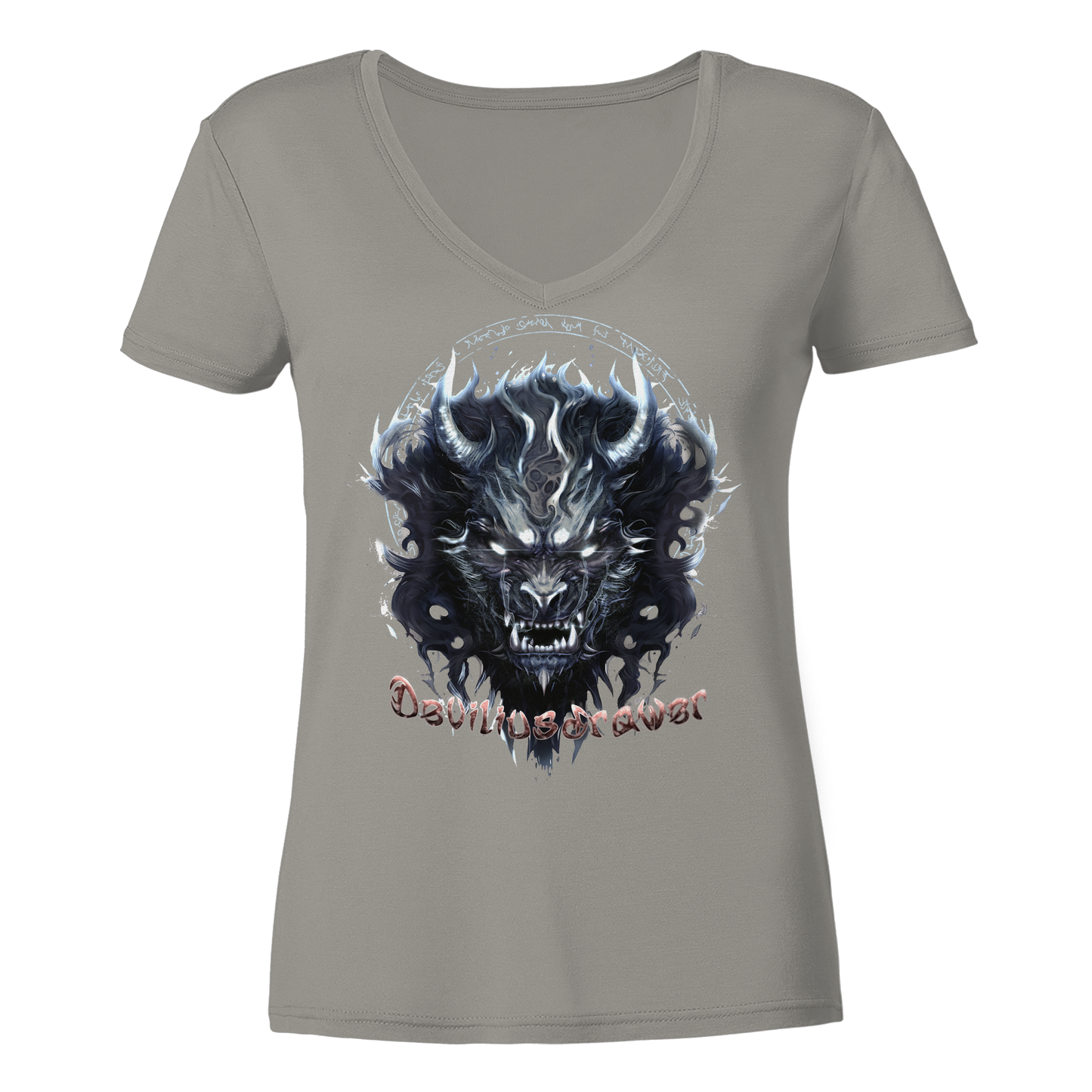 Deviliusdrawer Dark Wolf Mask - Ladies V-Neck Shirt