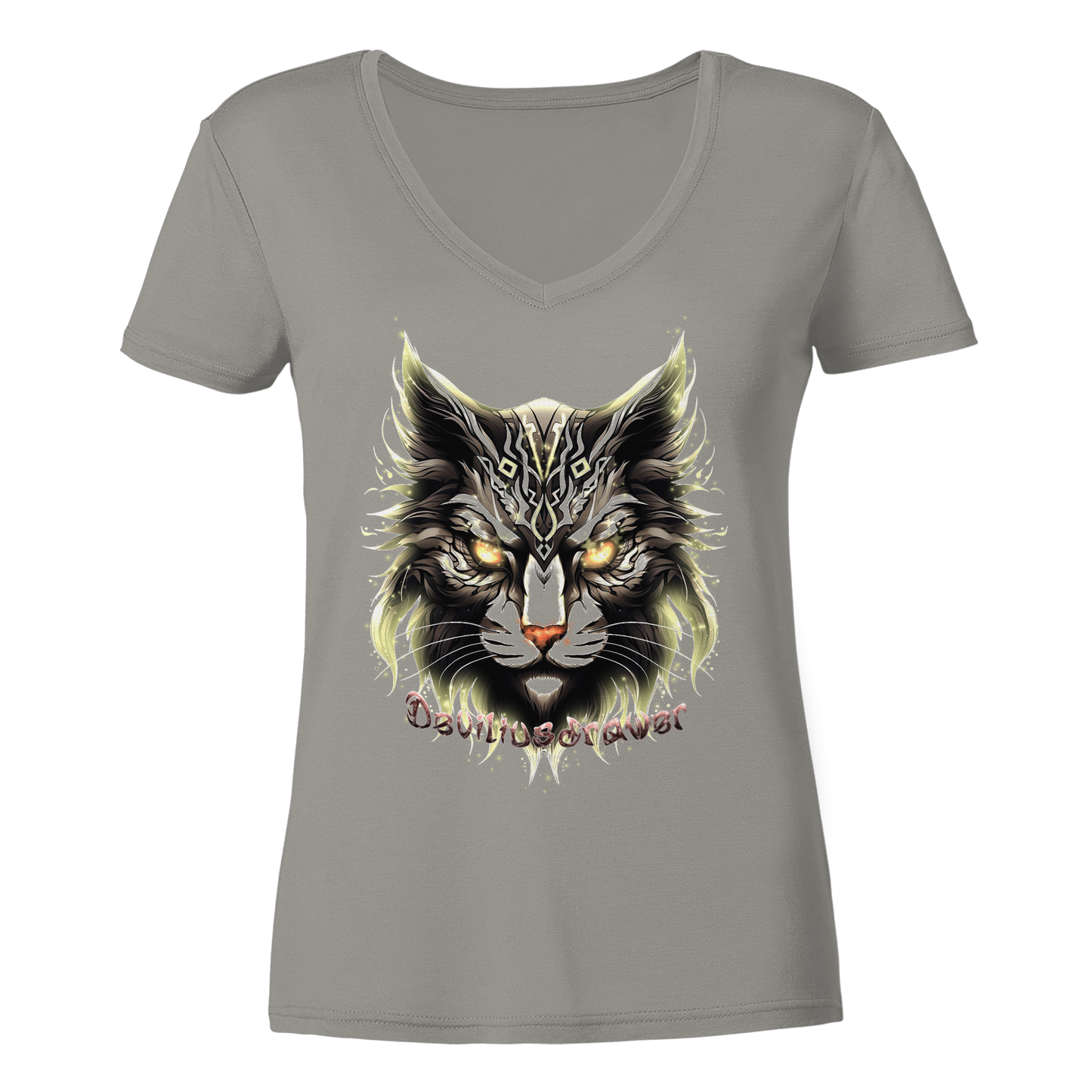 Deviliusdrawer Golden Cat - Ladies V-Neck Shirt
