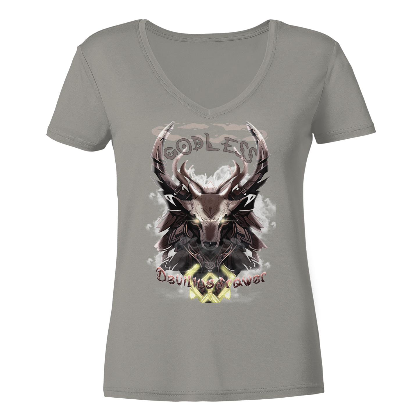 Deviliusdrawer Godless Deer - Ladies V-Neck Shirt