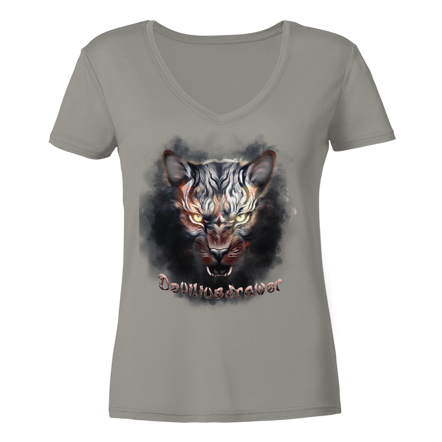 Deviliusdrawer Smoke Tiger - Ladies V-Neck Shirt