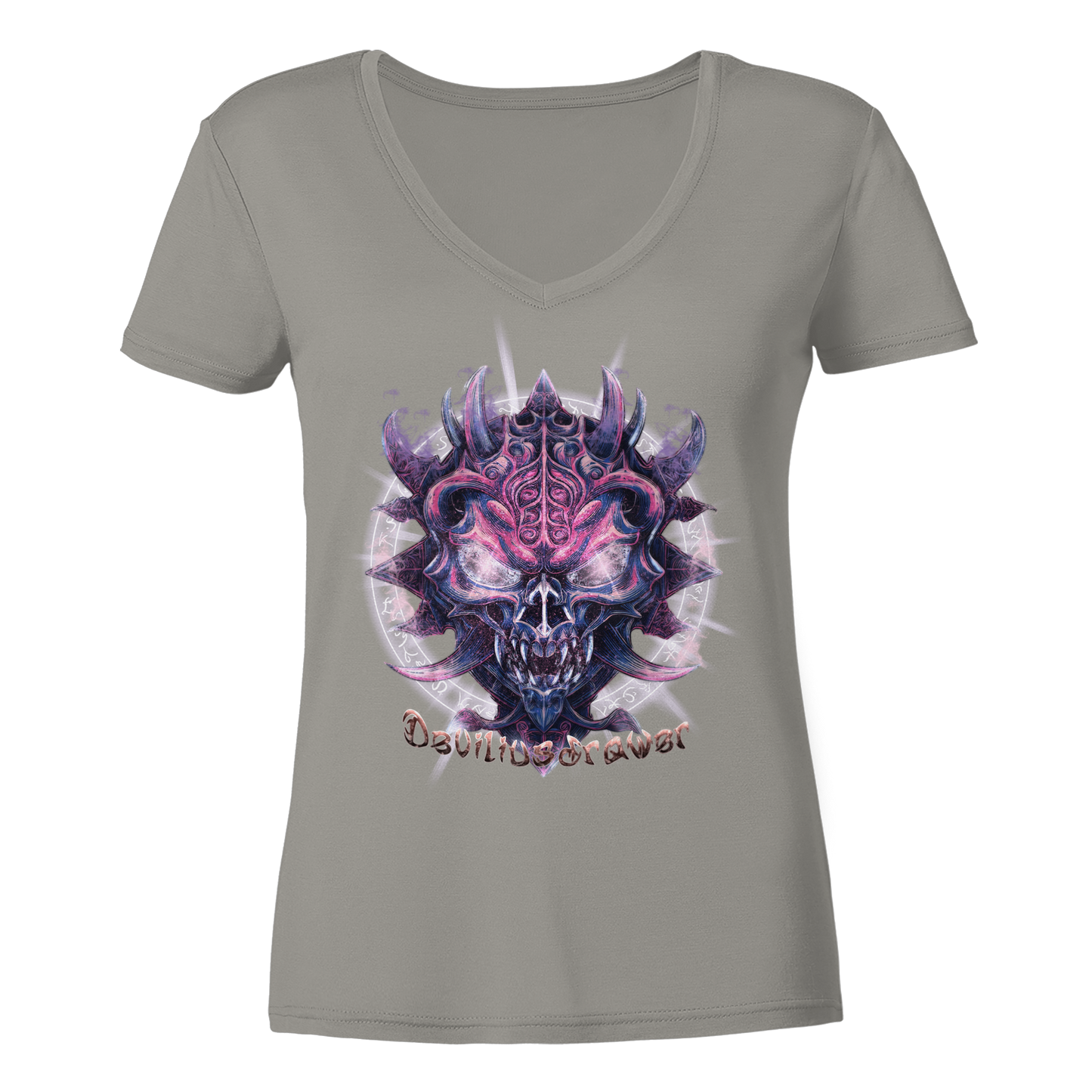 Deviliusdrawer Fire Demon - Ladies V-Neck Shirt
