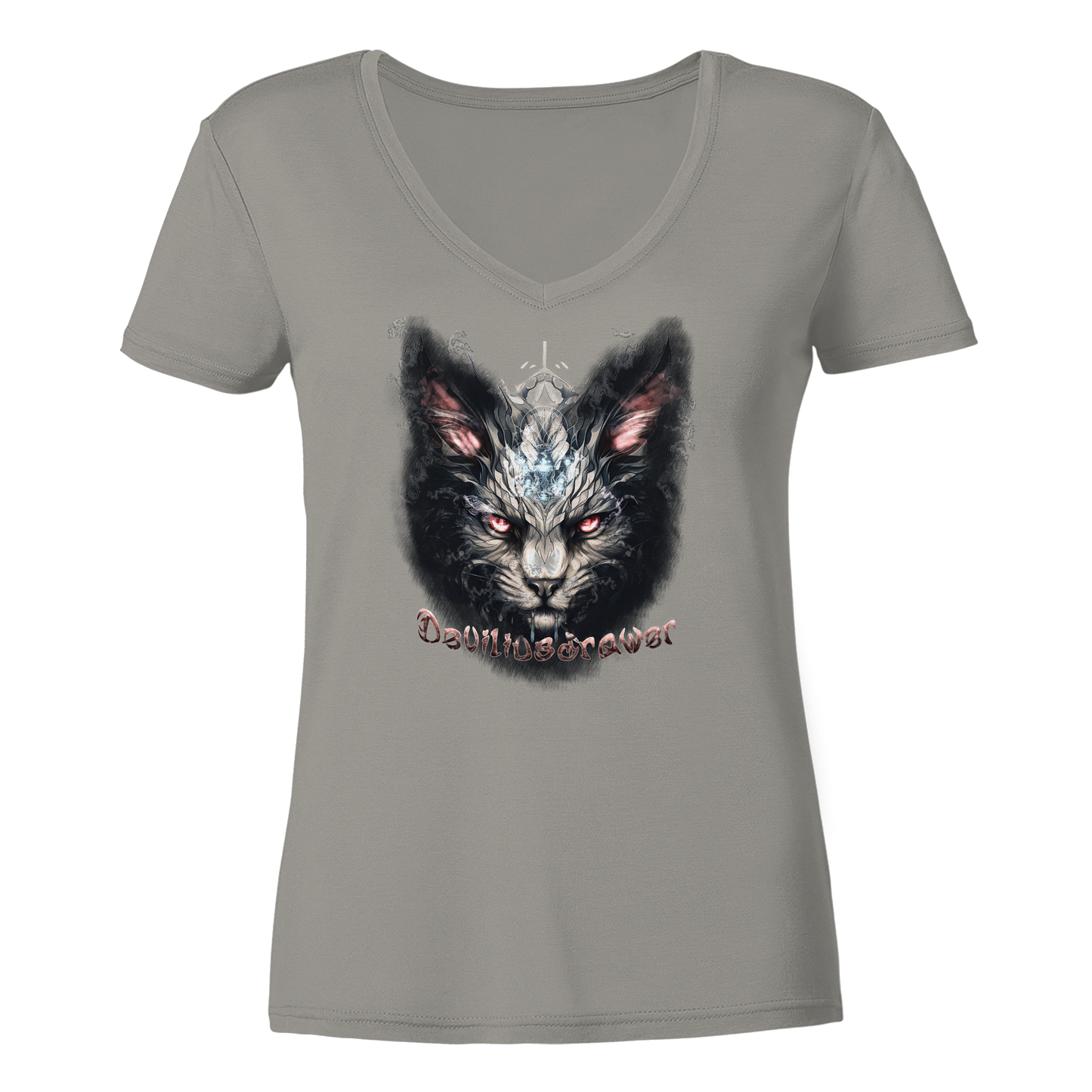Deviliusdrawer Myshtical Redeyed Cat - Ladies V-Neck Shirt