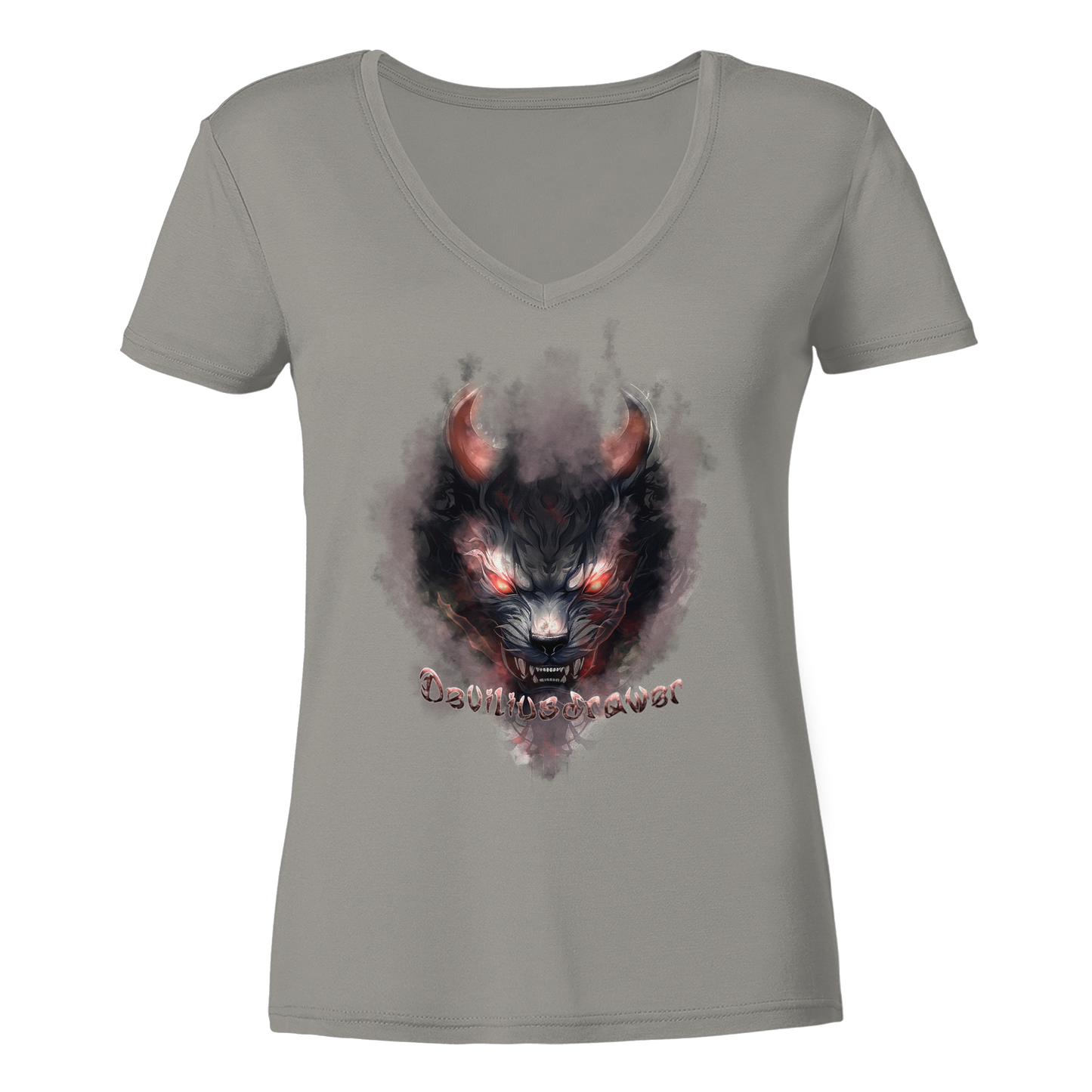 Deviliusdrawer Red Smoked Cat - Ladies V-Neck Shirt