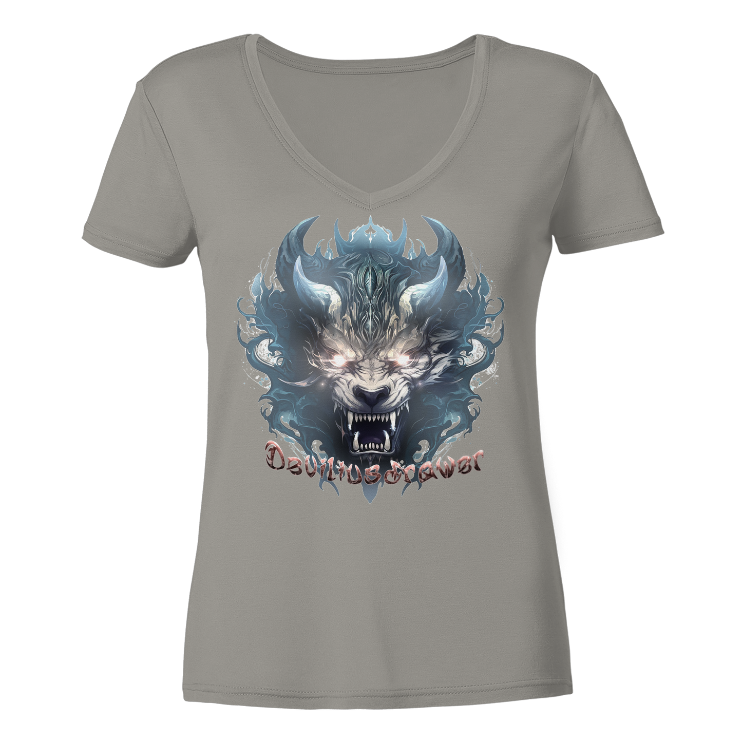 Deviliusdrawer Water Horn Tiger - Ladies V-Neck Shirt