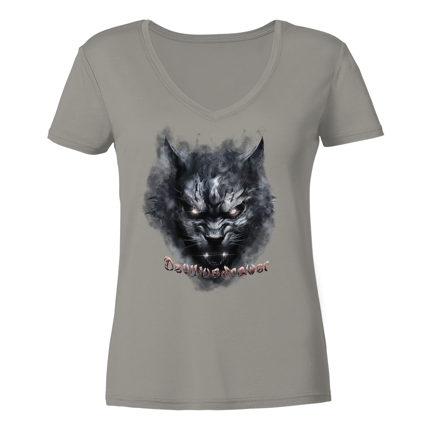 Deviliusdrawer Dark Beast Tiger  - Ladies V-Neck Shirt