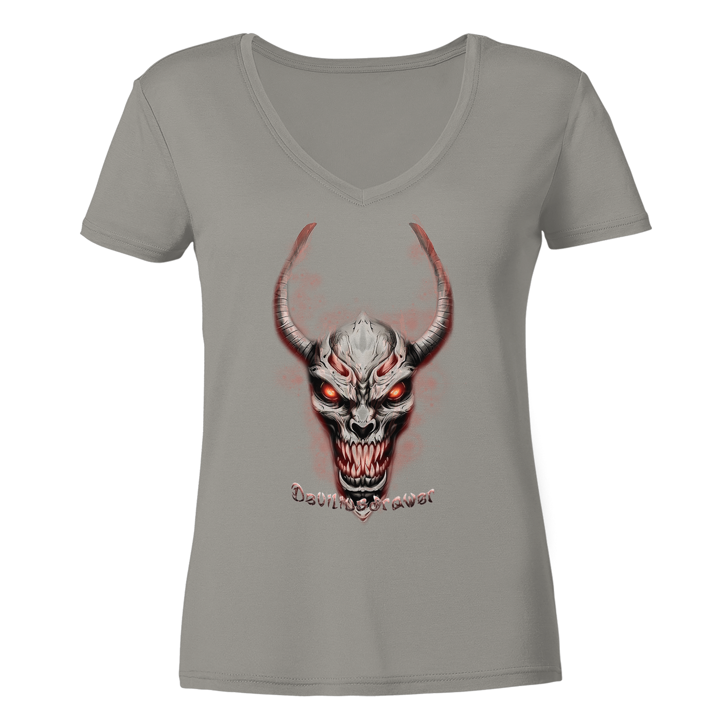 Deviliusdrawer Red Eyed Skeleton - Ladies V-Neck Shirt