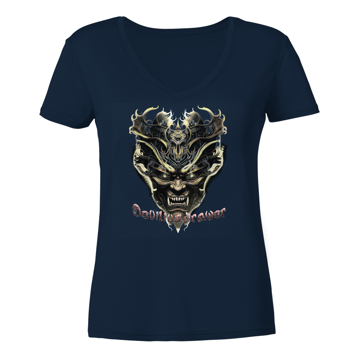 Deviliusdrawer Golden Demon Vampire - Ladies V-Neck Shirt