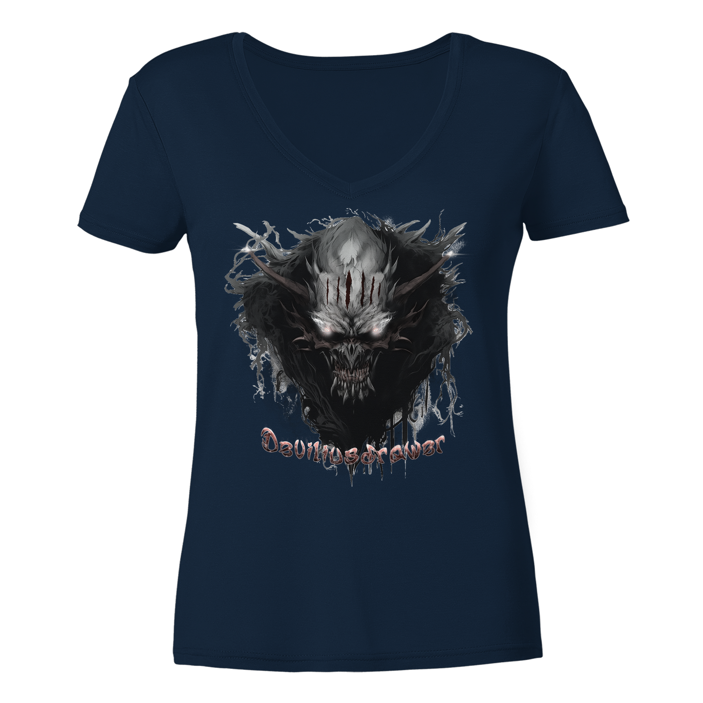 Deviliusdrawer Dark Smoke Demon - Ladies V-Neck Shirt