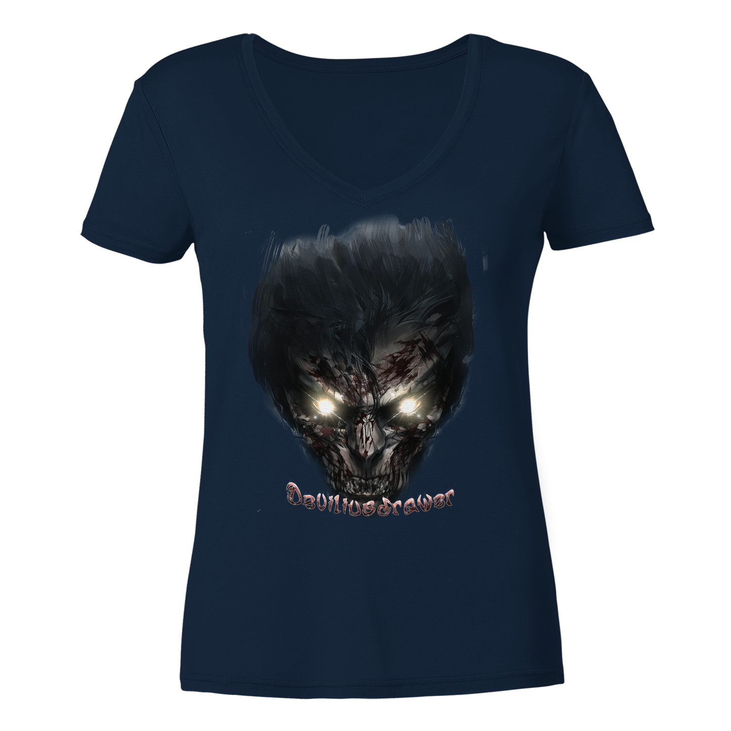 Deviliusdrawer Dark Zombie - Ladies V-Neck Shirt