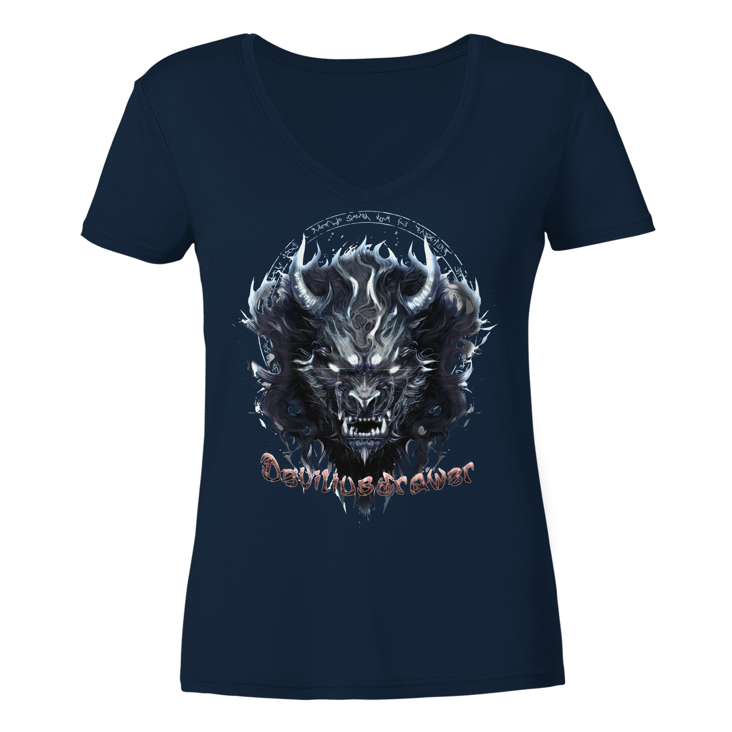 Deviliusdrawer Dark Wolf Mask - Ladies V-Neck Shirt