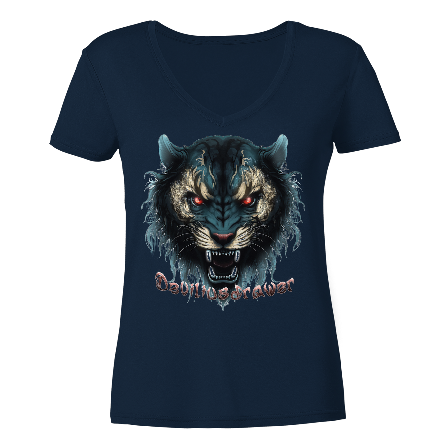 Deviliusdrawer Tigercat - Ladies V-Neck Shirt