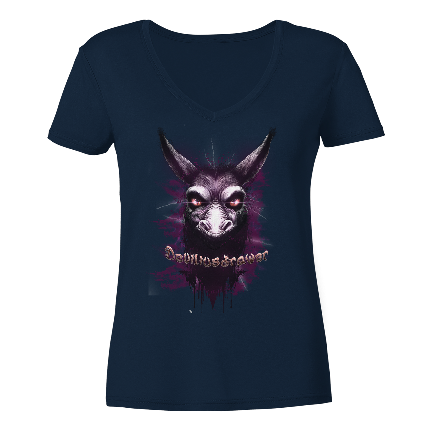 Deviliusdrawer Purple Donkey - Ladies V-Neck Shirt