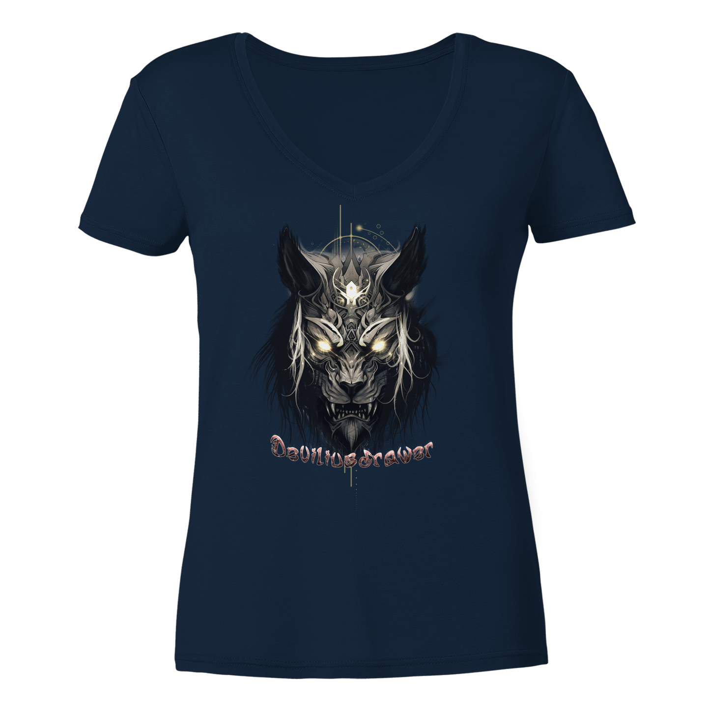 Deviliusdrawer Wolftiger - Ladies V-Neck Shirt