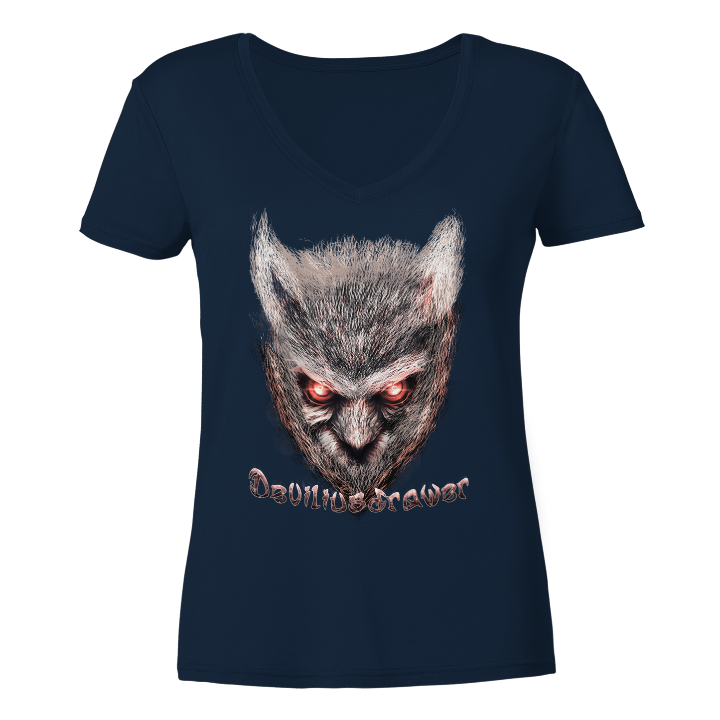 Deviliusdrawer Red Eyed Owl - Ladies V-Neck Shirt