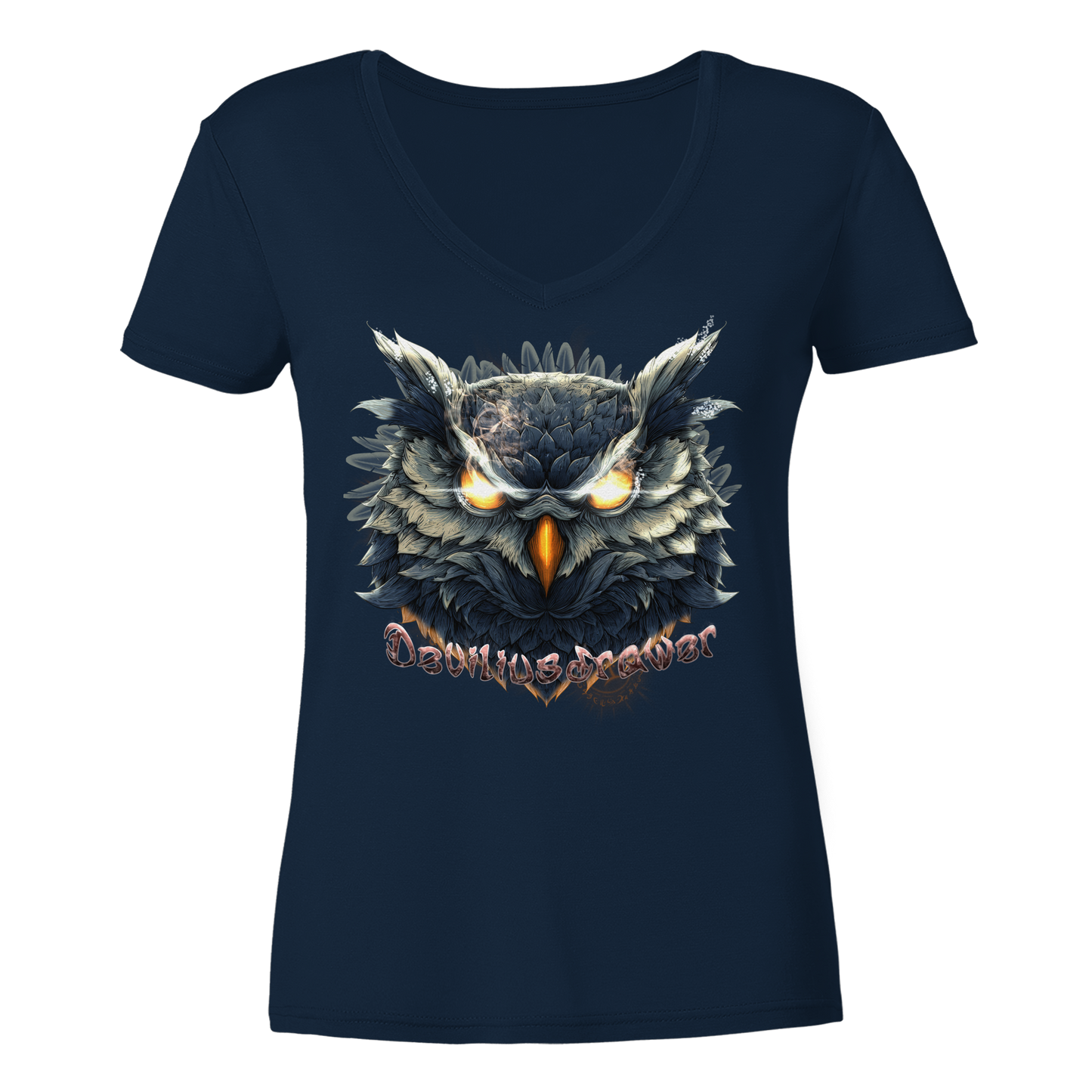 Deviliusdrawer Dark Fire Owl - Ladies V-Neck Shirt