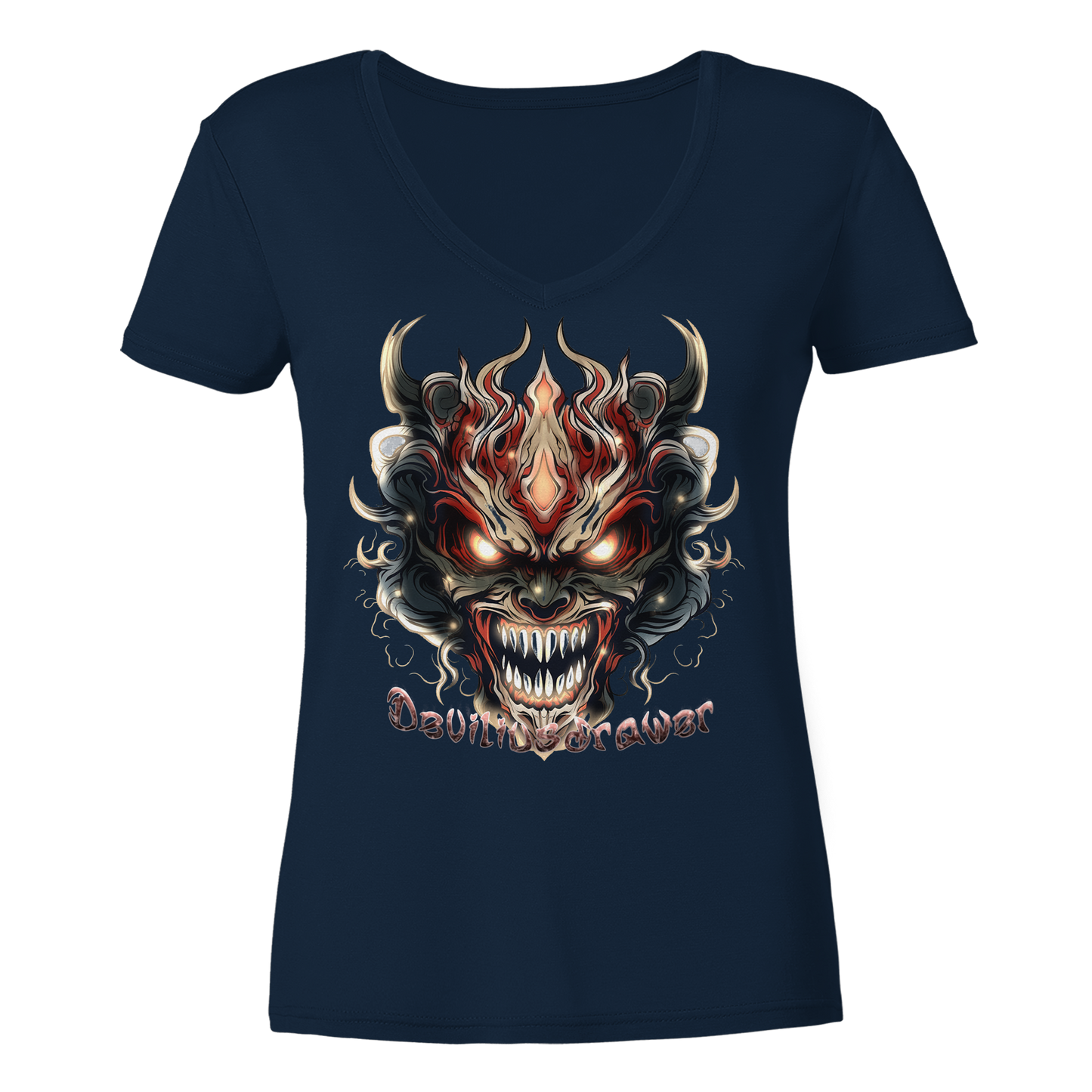 Deviliusdrawer Evil Vamp Mask - Ladies V-Neck Shirt