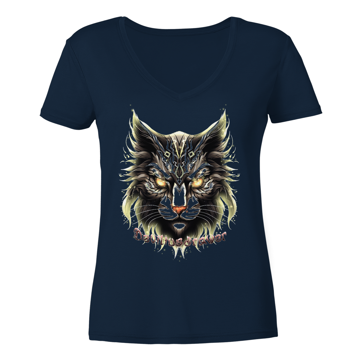 Deviliusdrawer Golden Cat - Ladies V-Neck Shirt
