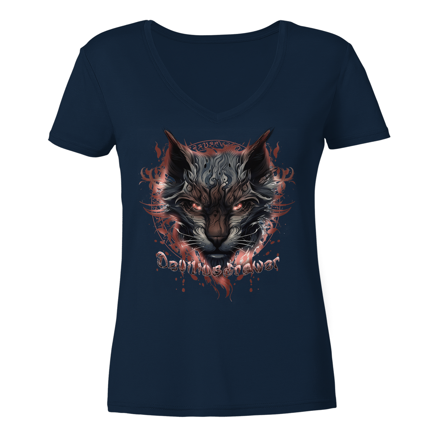 Deviliusdrawer Devil Cat - Ladies V-Neck Shirt