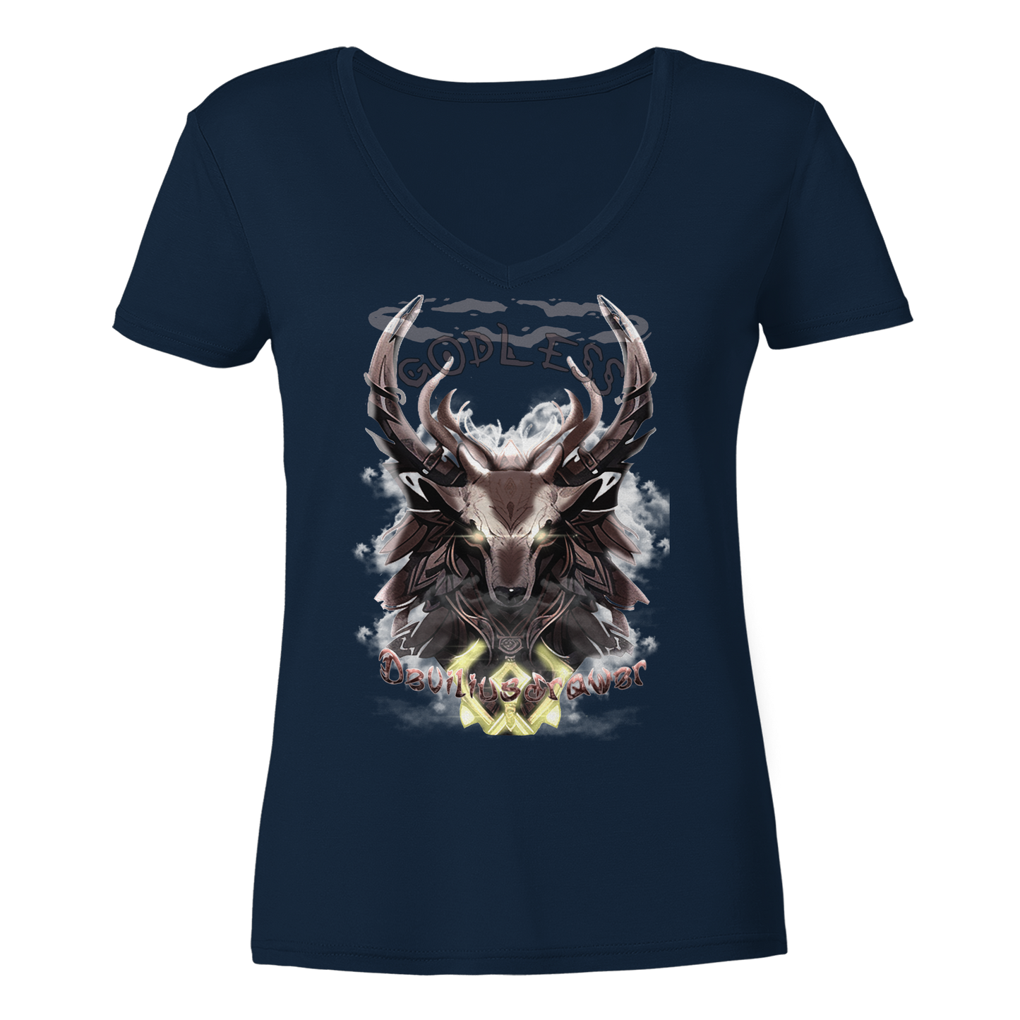 Deviliusdrawer Godless Deer - Ladies V-Neck Shirt
