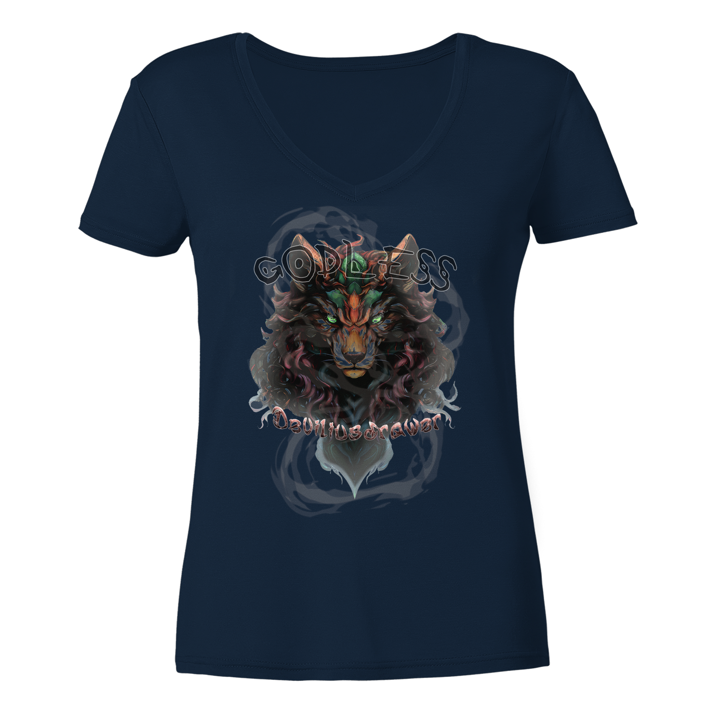 Deviliusdrawer Godless Wolf - Ladies V-Neck Shirt
