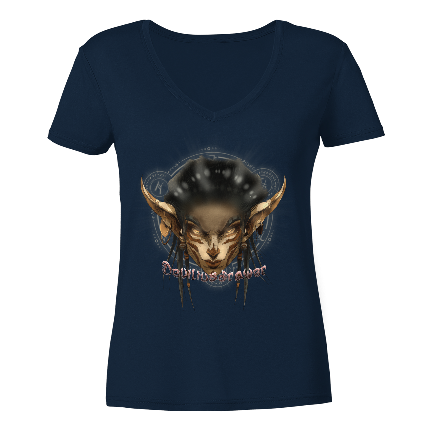 Deviliusdrawer Gold Magician Elf - Ladies V-Neck Shirt