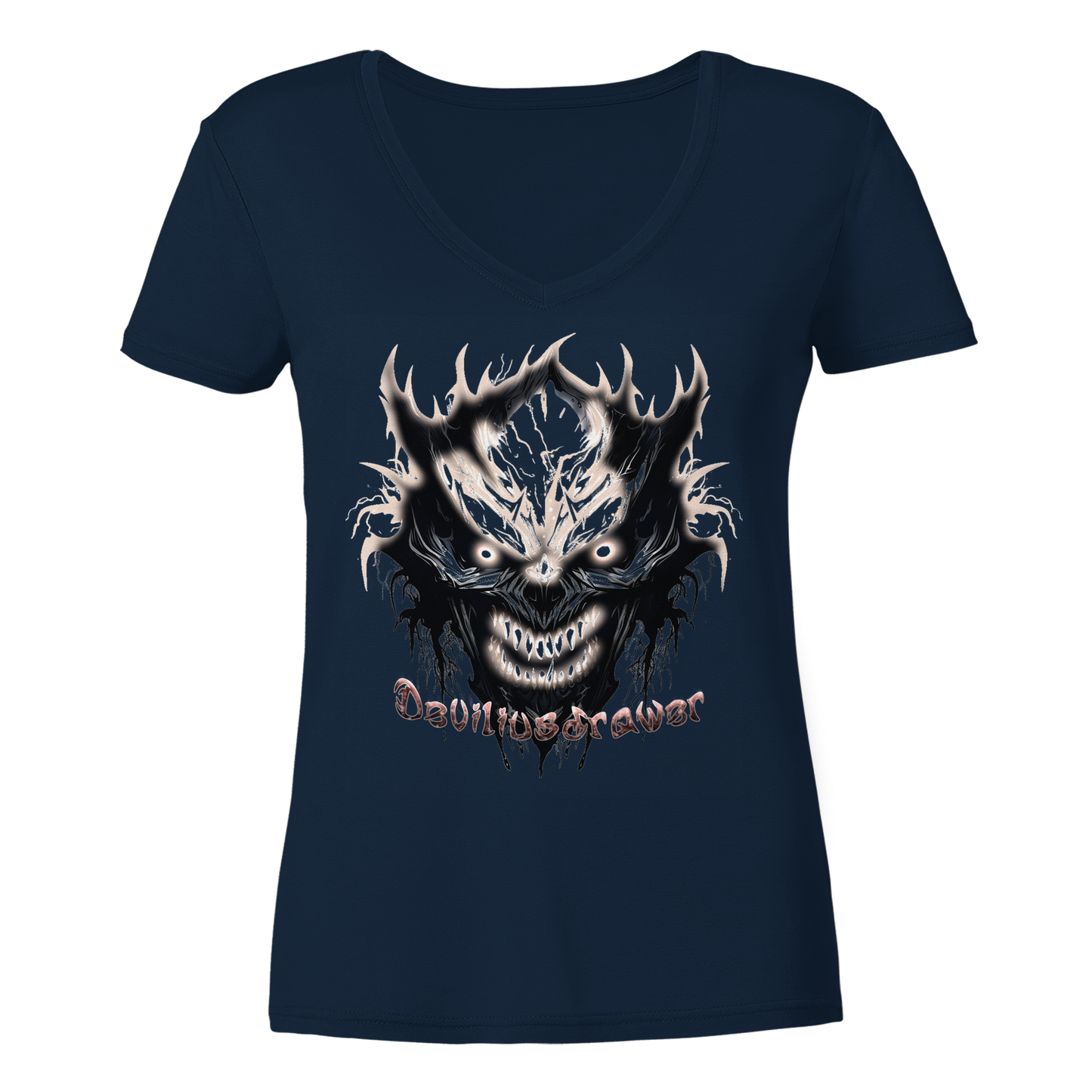 Deviliusdrawer Crazy Glow Devil - Ladies V-Neck Shirt
