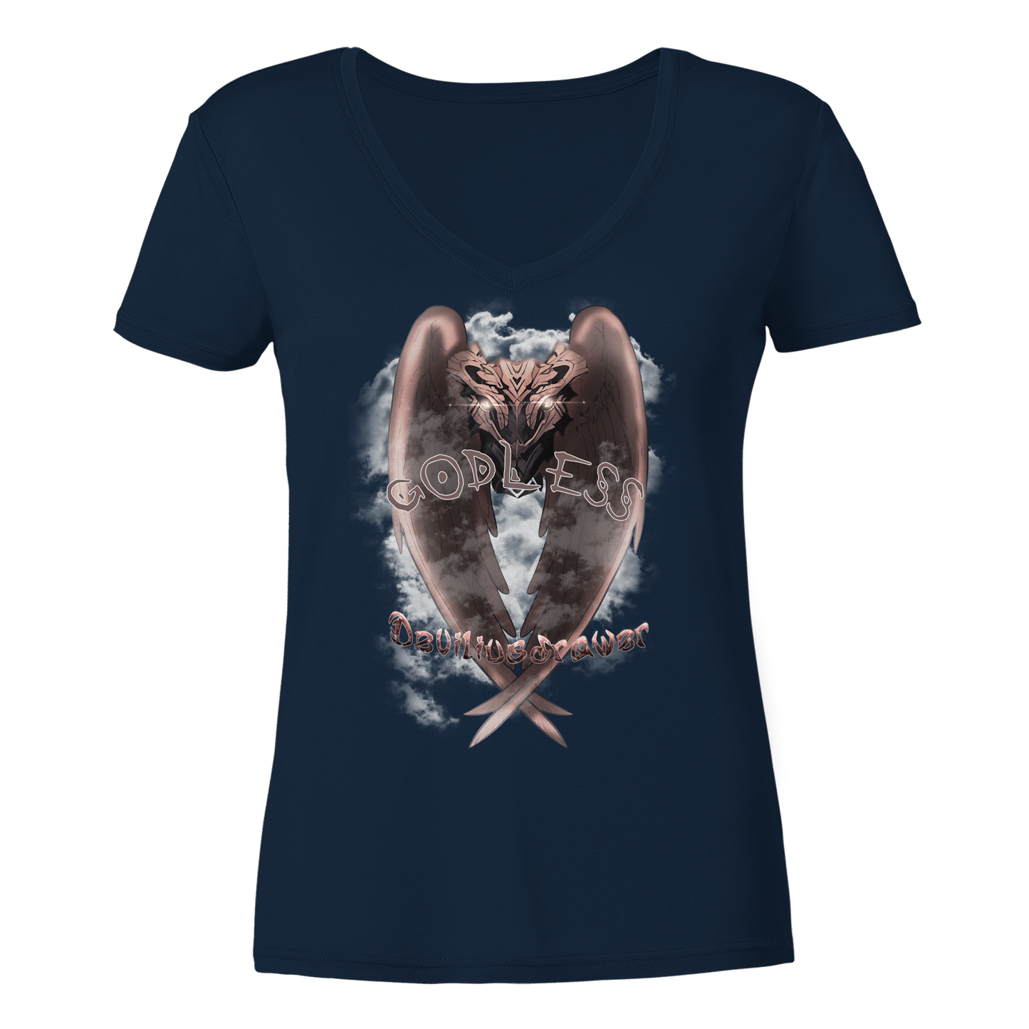 Deviliusdrawer Godless Owl - Ladies V-Neck Shirt