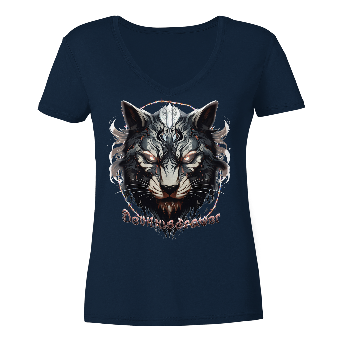 Deviliusdrawer Wolfcat - Ladies V-Neck Shirt