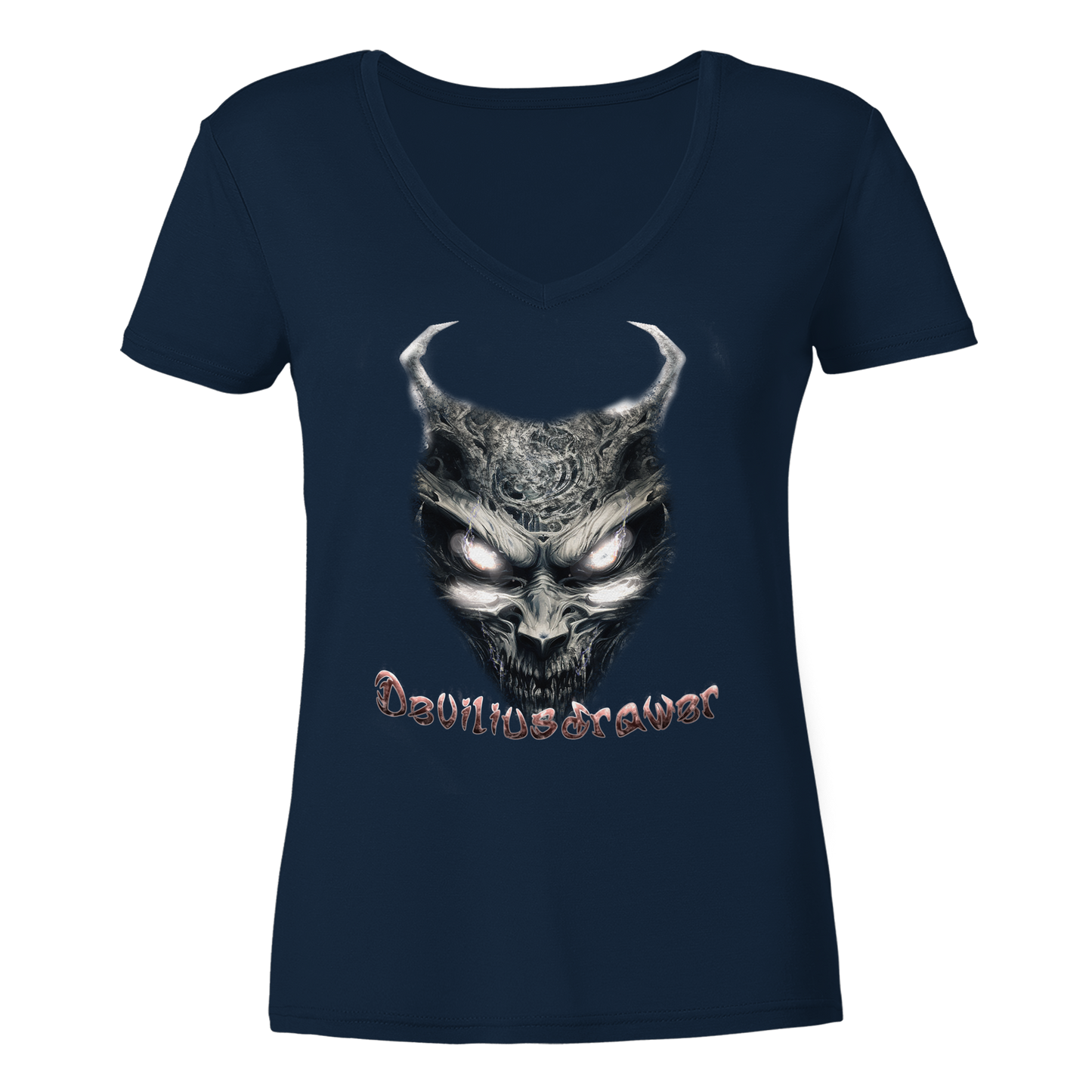 Deviliusdrawer Demonic Evil Zombie - Ladies V-Neck Shirt